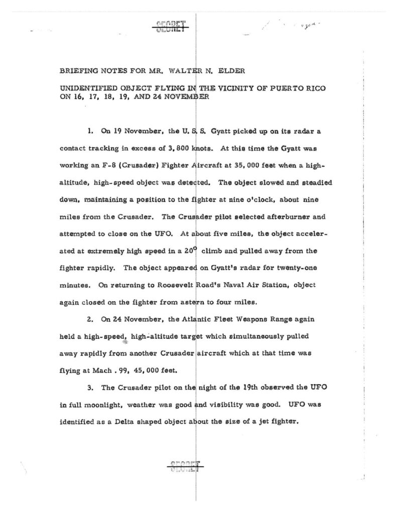 Briefing materials prepared for Mr. Walter N. Elder, Executive Assistant to the Director of the CIA, regarding a reporte