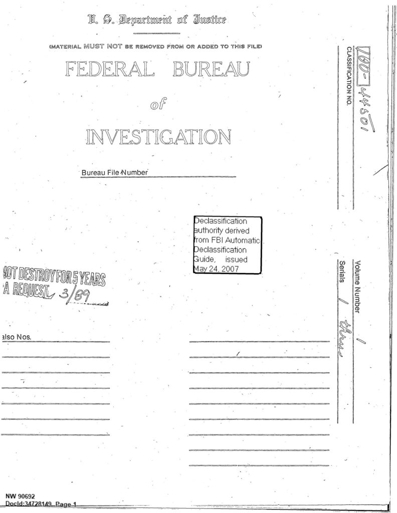 A typed letter to the FBI dated September 30, 1974, requesting information and documentation about a sighting from 1954.