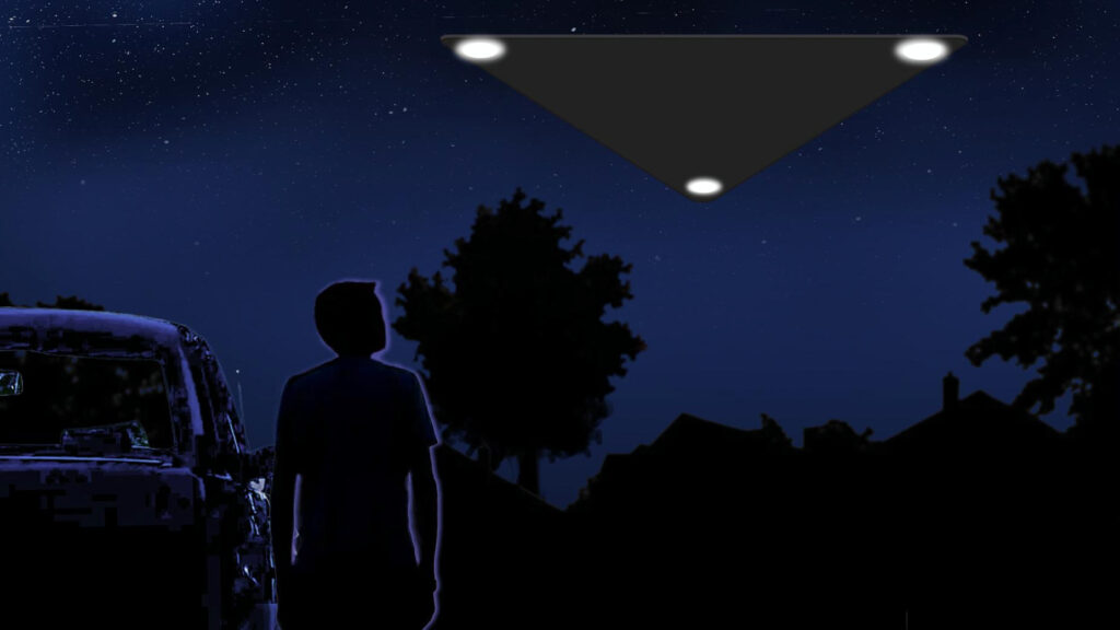 FBI digital rendering of a dark triangular object with lights reported in 2011
